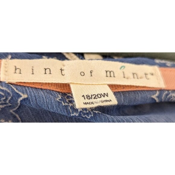 Hint of Mint Women Top Plus Size 18W Blue Sheer Paisley Bohemian Flowy Romantic - Picture 8 of 14